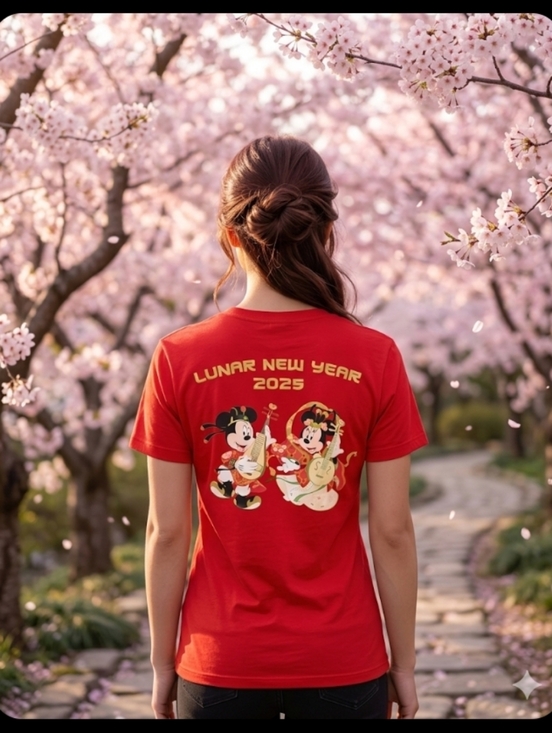 Disney Tops - #22 Disney Red Gold CA Adventure  Lunar New Year T Shirt XS Unisex